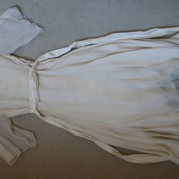 WAYNE COOPER Wrap Dress Silk Size 2 - Cream/Wedding/Bridal/Engagement - Picture 8 of 9